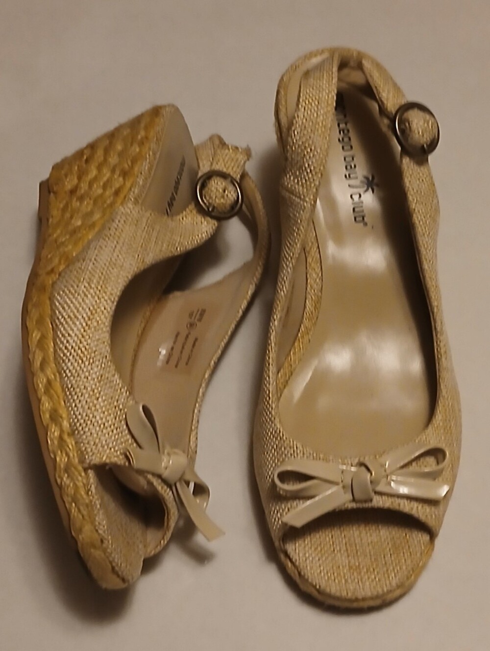 Montego bay Beige/Tan Peep-Toe Wedge Sandals